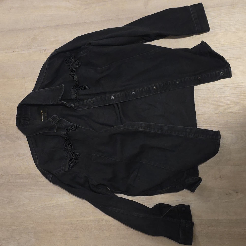 Massimo Dutti Black Jean Jacket
